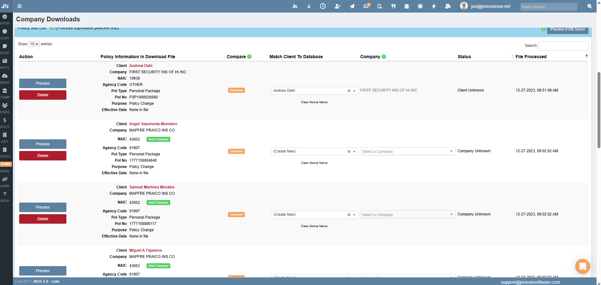 screenshot of Jenesis Software